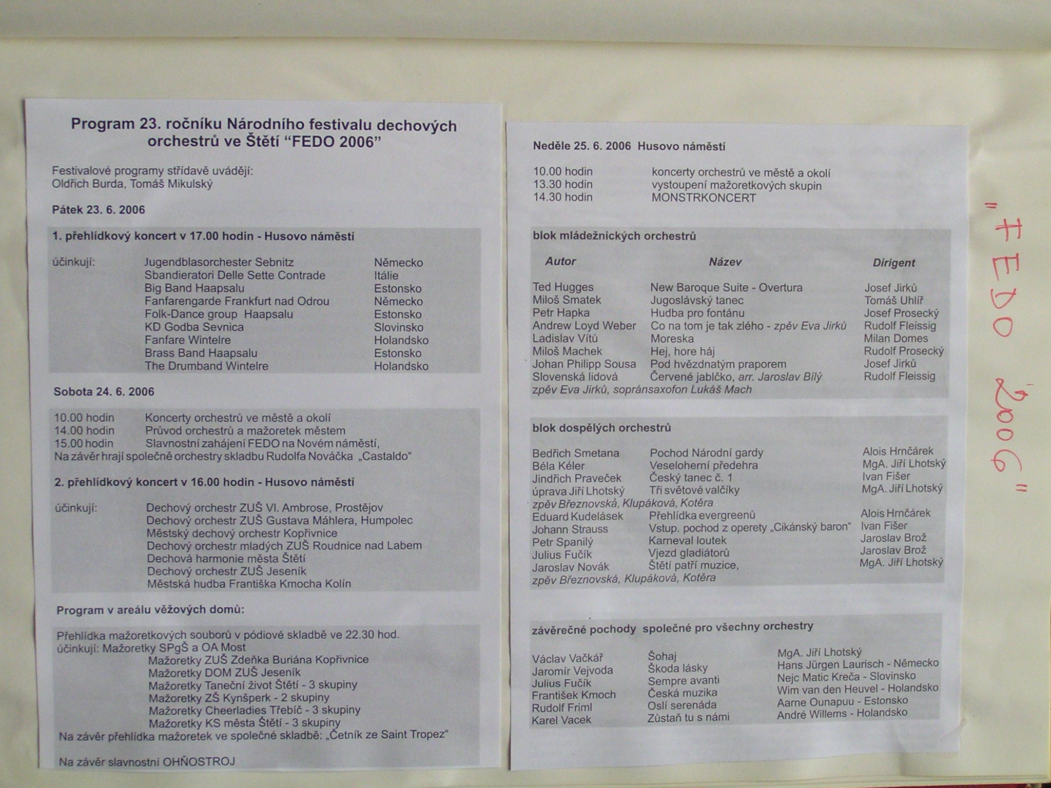 Třídenní program festivalu FEDO 2006
