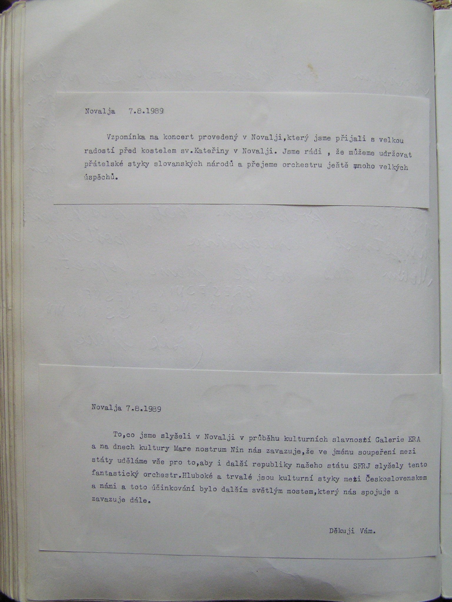 Kroniková vzpomínka na koncert v Novalji v roce 1989